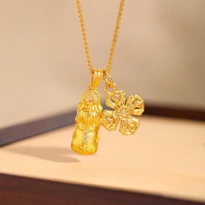 Buddha Stones Pixiu Cross Dorje Vajra Copper Wealth Prosperity Chain Pendant Necklace - image 0