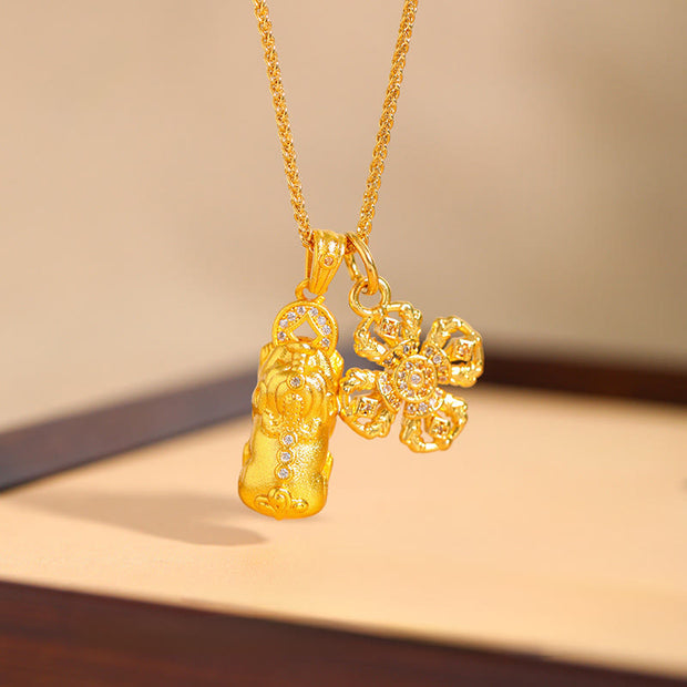 Buddha Stones Pixiu Cross Dorje Vajra Copper Wealth Prosperity Chain Pendant Necklace - image 0