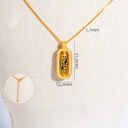 Buddha Stones Nine-eye Dzi Bead Auspicious Pattern Copper Balance Pendant Necklace - Copper - image 0