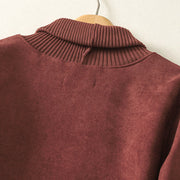 Buddha Stones Winter High Neck Warm Cotton Women's Long Sleeve Midi Dress With Pockets - image 9