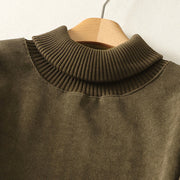 Buddha Stones Winter High Neck Warm Cotton Women's Long Sleeve Midi Dress With Pockets - image 17