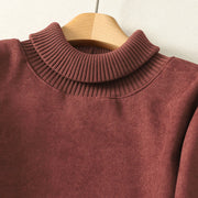 Buddha Stones Winter High Neck Warm Cotton Women's Long Sleeve Midi Dress With Pockets - image 8