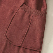 Buddha Stones Winter High Neck Warm Cotton Women's Long Sleeve Midi Dress With Pockets - image 10