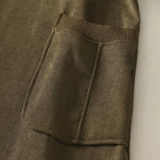 Buddha Stones Winter High Neck Warm Cotton Women's Long Sleeve Midi Dress With Pockets - image 18