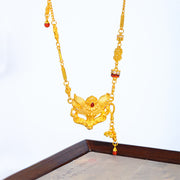 Buddha Stone Copper Fox Design Tassel Balance Pendant Necklace - image 2