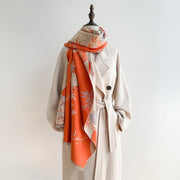 Buddha Stones Winter Fan Bamboo Peony Flowers Pattern Cozy Scarf Shawl - image 10