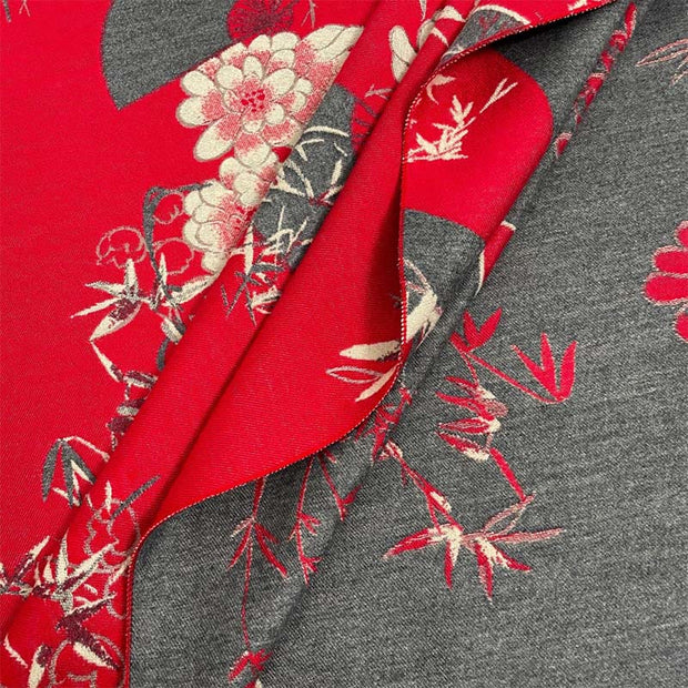 Buddha Stones Winter Fan Bamboo Peony Flowers Pattern Cozy Scarf Shawl - image 7