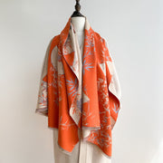Buddha Stones Winter Fan Bamboo Peony Flowers Pattern Cozy Scarf Shawl - image 9
