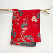 Buddha Stones Winter Fan Bamboo Peony Flowers Pattern Cozy Scarf Shawl - Red - 180*65cm - image 4