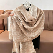 Buddha Stones Fall Pavilion Koi Fish Flowers Waves Pattern Cozy Scarf Shawl - image 14