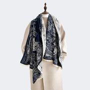 Buddha Stones Fall Pavilion Koi Fish Flowers Waves Pattern Cozy Scarf Shawl - image 11