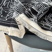 Buddha Stones Fall Pavilion Koi Fish Flowers Waves Pattern Cozy Scarf Shawl - image 7