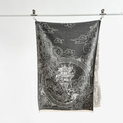 Buddha Stones Fall Pavilion Koi Fish Flowers Waves Pattern Cozy Scarf Shawl - image 3