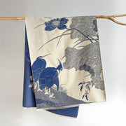 Buddha Stones Winter Stork Birds Lotus Flowers Leaves Pattern Soft Scarf Shawl - SteelBlue - 180*65cm - image 8