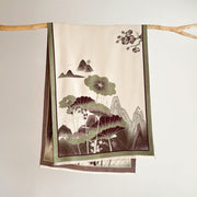 Buddha Stones Winter Mountain Lotus Flowers Leaves Pattern Soft Scarf Shawl - OliveDrab - 180*65cm - image 3