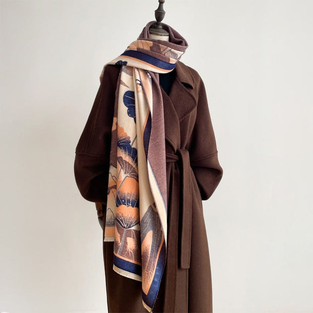 Buddha Stones Winter Mountain Lotus Flowers Leaves Pattern Soft Scarf Shawl - image 15