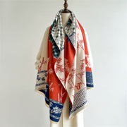 Buddha Stones Winter Bamboo Leaf Little Bird Pattern Cozy Scarf Shawl - Cornsilk - 185*65cm - image 0