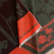 Buddha Stones Winter Bamboo Leaf Little Bird Pattern Cozy Scarf Shawl - image 12