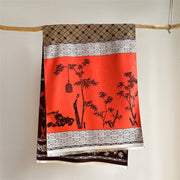 Buddha Stones Winter Bamboo Leaf Little Bird Pattern Cozy Scarf Shawl - image 15