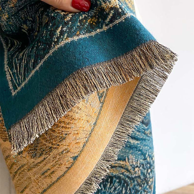 Buddha Stones Winter Gradient Color Warm Hills Trees Pattern Cozy Scarf Shawl - image 5