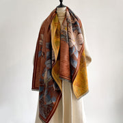 Buddha Stones Winter White Magnolia Flowers Little Bird Pattern Warm Cozy Scarf Shawl - image 10