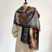 Buddha Stones Winter White Magnolia Flowers Little Bird Pattern Warm Cozy Scarf Shawl - image 4