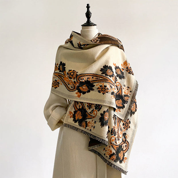 Buddha Stones Fall Cashew Flower Vines Pattern Warm Cozy Scarf Shawl - image 12