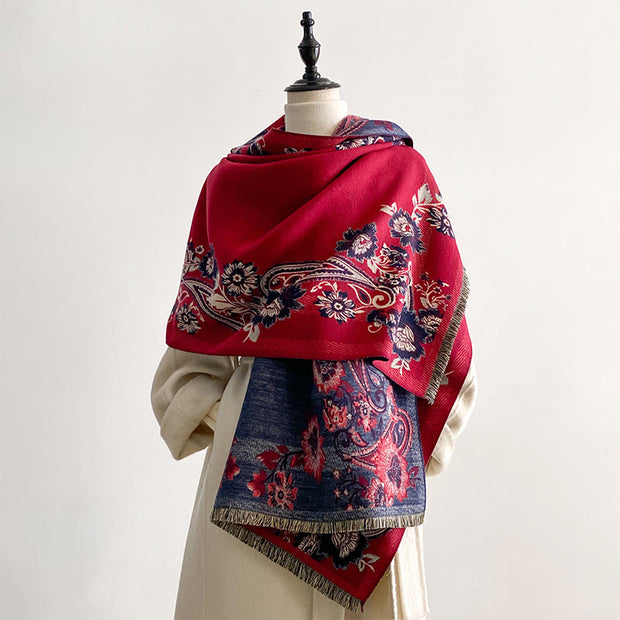 Buddha Stones Fall Cashew Flower Vines Pattern Warm Cozy Scarf Shawl - image 5