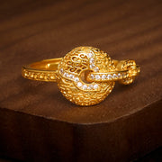 FREE Today: Peace Fortune 24k Gold Plated Brass Hollow Carved Design Peace Buckle Adjustable Ring - image 1