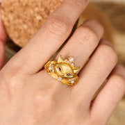 Buddha Stones Fox Head Design Copper Balance Adjustable Ring - image 4