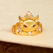 FREE Today: Protection Fox Head Design 24k Gold Plated Brass Adjustable Ring - image 2