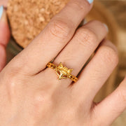 Buddha Stones Fox Copper Coin Hollow Design Copper Wealth Adjustable Ring - image 4