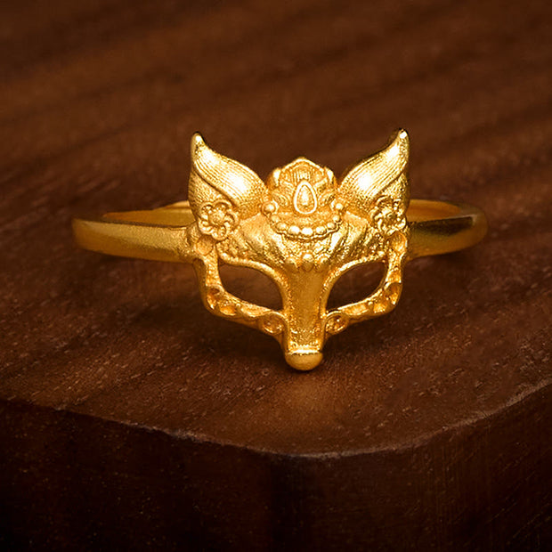 FREE Today: Healing and Protection Fox Mask 24k Gold Plated Brass Ring - image 1