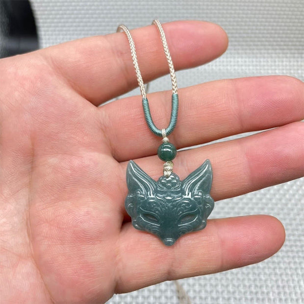 Buddha Stones Fox Mask Prosperity Luck Rope Necklace Pendant - Fox - image 0