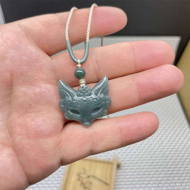 Buddha Stones Fox Mask Prosperity Luck Rope Necklace Pendant - image 2