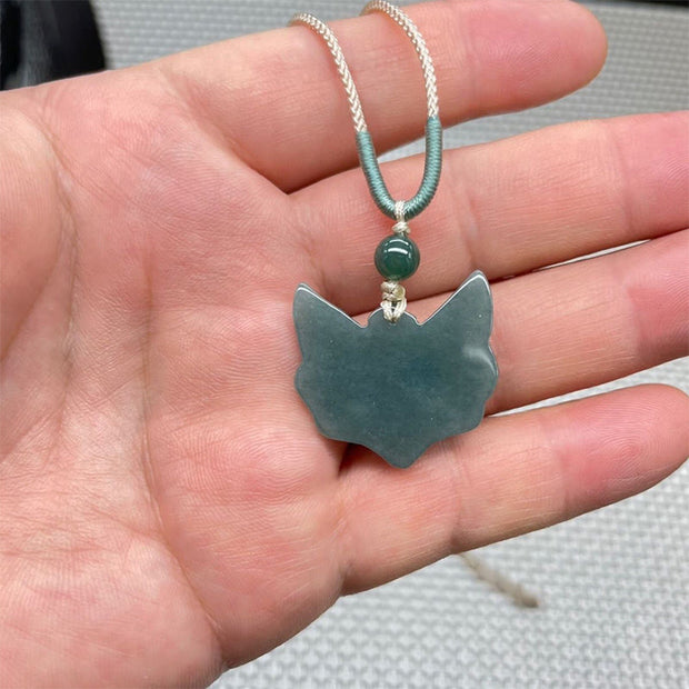 Buddha Stones Fox Mask Prosperity Luck Rope Necklace Pendant - image 1