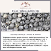 Buddha Stones Black Onyx Grey Jasper Titanium Steel Stability Leather Bracelet - image 6