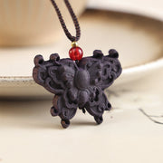 Buddha Stones Fox Mask Butterfly Taotie Peace Buckle Fortune Necklace Pendant - Hollow Carved Butterfly - image 2