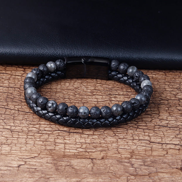 FREE Today: Healing Calm Lava Rock Titanium Steel Leather Bracelet - image 3