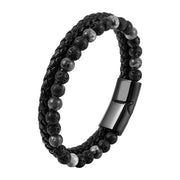Buddha Stones Lava Rock Titanium Steel Calm Stimulation Leather Bracelet - image 9