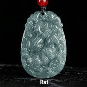 Buddha Stones Chinese Zodiac Jade Year of the Horse Luck Rope Necklace Pendant - Rat - image 6