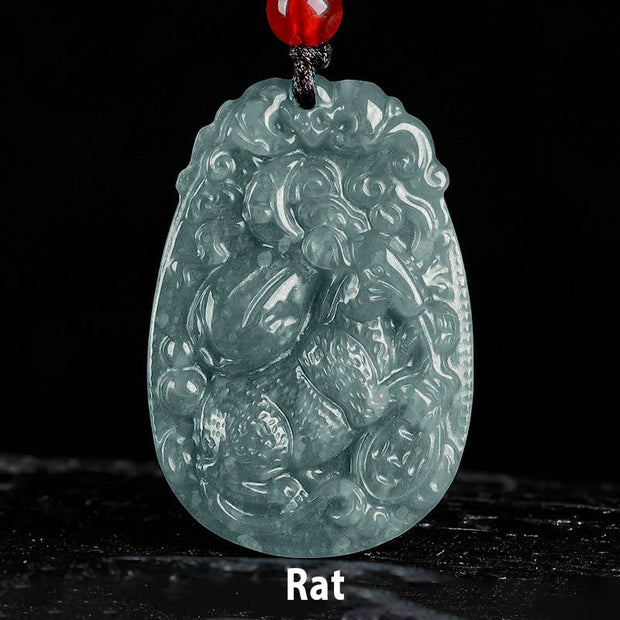 Buddha Stones Chinese Zodiac Jade Year of the Horse Luck Rope Necklace Pendant - Rat - image 6