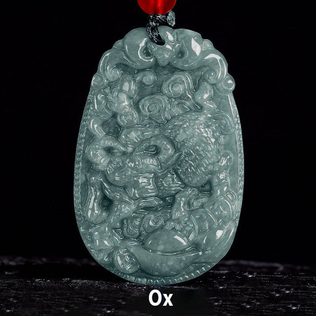Buddha Stones Chinese Zodiac Jade Year of the Horse Luck Rope Necklace Pendant - Ox - image 11