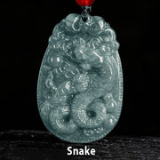 Buddha Stones Chinese Zodiac Jade Year of the Horse Luck Rope Necklace Pendant - Snake - image 15