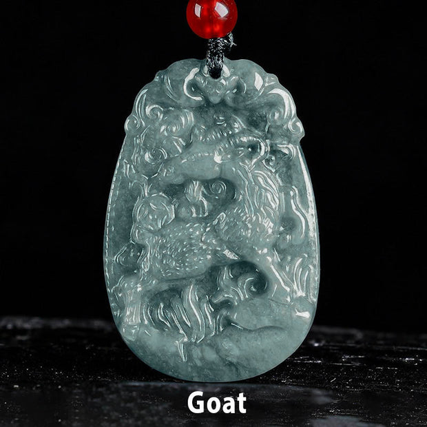Buddha Stones Chinese Zodiac Jade Year of the Horse Luck Rope Necklace Pendant - Goat - image 16