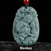 Buddha Stones Chinese Zodiac Jade Year of the Horse Luck Rope Necklace Pendant - Monkey - image 17