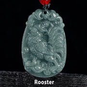Buddha Stones Chinese Zodiac Jade Year of the Horse Luck Rope Necklace Pendant - Rooster - image 18