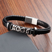 Buddha Stones Titanium Steel Balance Multi-Layered Leather Figure-Eight Bracelet - image 4
