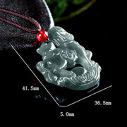 Buddha Stones Year of the Horse Jade Ingot Luck Prosperity Rope Necklace Pendant - image 9