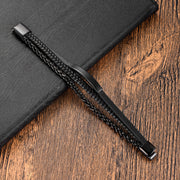 Buddha Stones Titanium Steel Balance Calm Leather Woven Bracelet - image 6